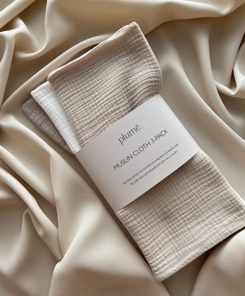 3-pack set of muslin cloths 65x65 Moonbeam