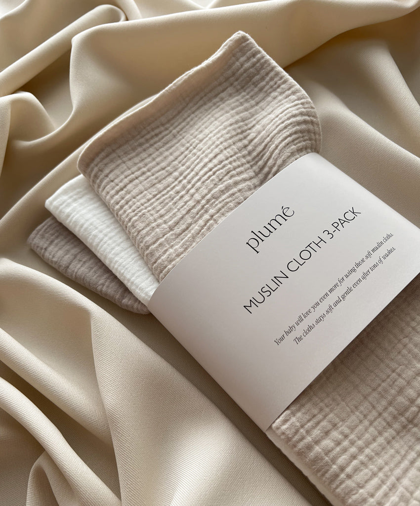 3-pack set of muslin cloths 65x65 Moonbeam