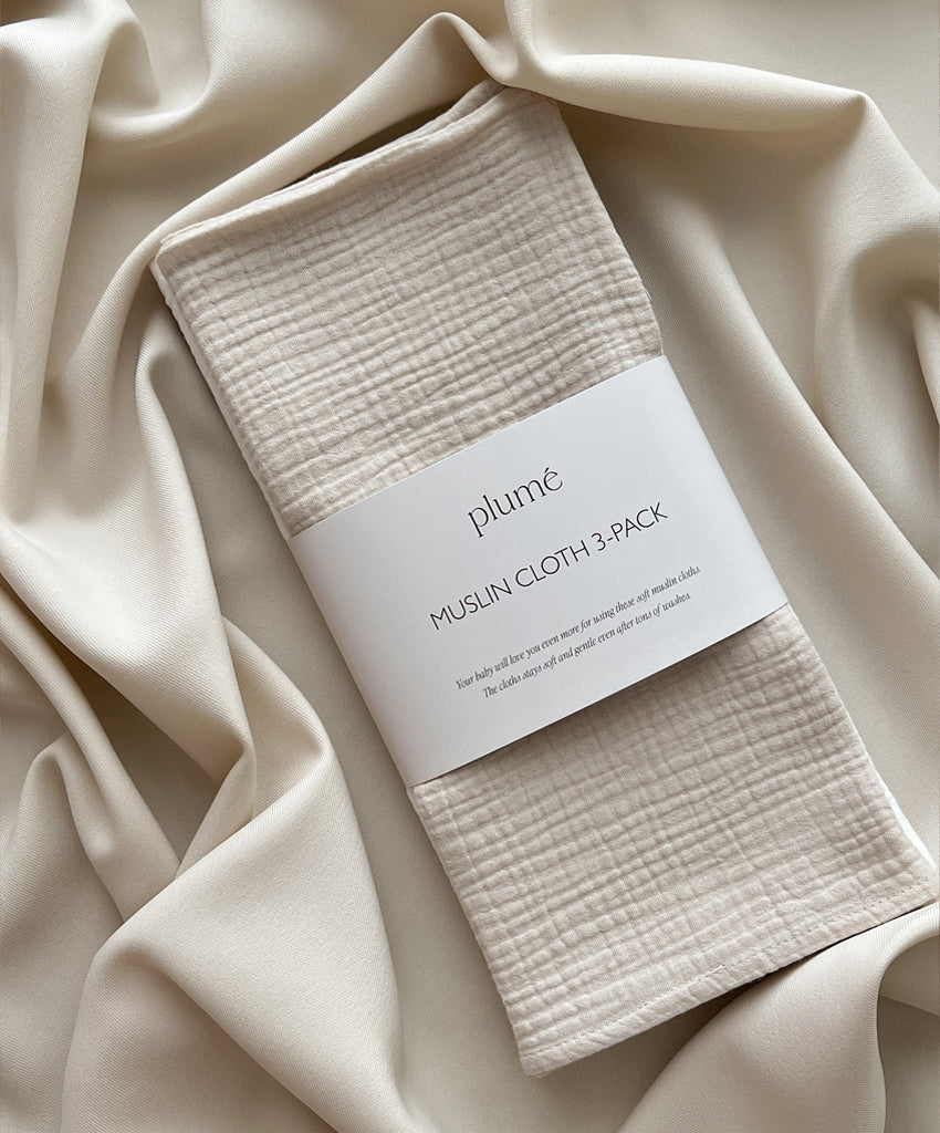 3-pack set of muslin cloths 65x65 Moonbeam