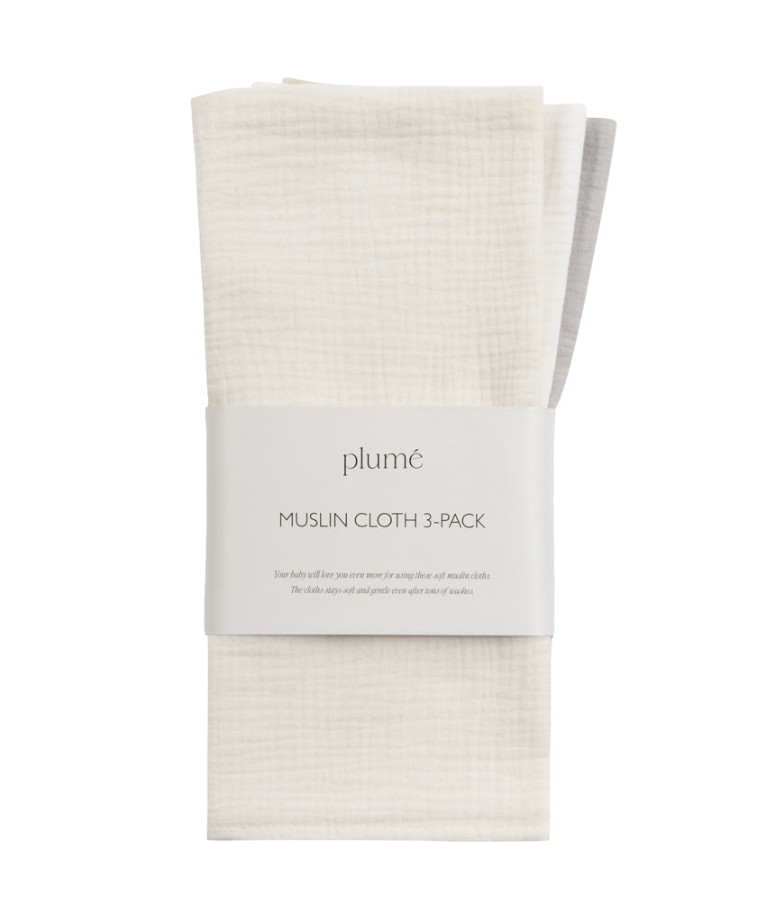 3-pack set of muslin cloths 65x65 Moonbeam